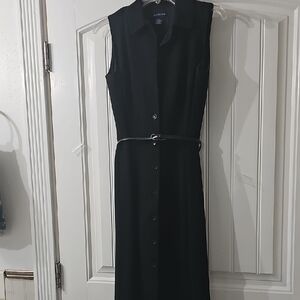 Ann Taylor Black Button-Down Midi Dress